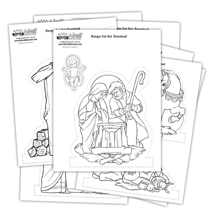 Nativity Manger Scene Cut-out & Coloring Pages [Download]