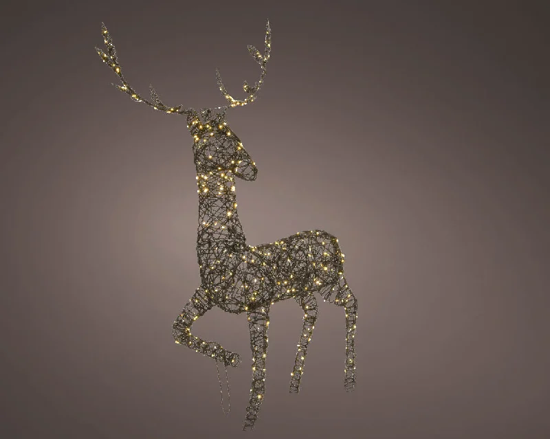 Outdoor Micro LED Wicker Reindeer with Steady Warm White Lights by Kaemingk