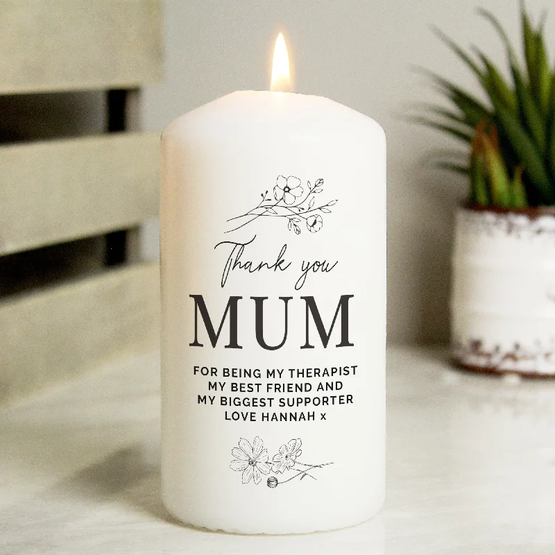 Personalised Floral Wax Pillar Candle