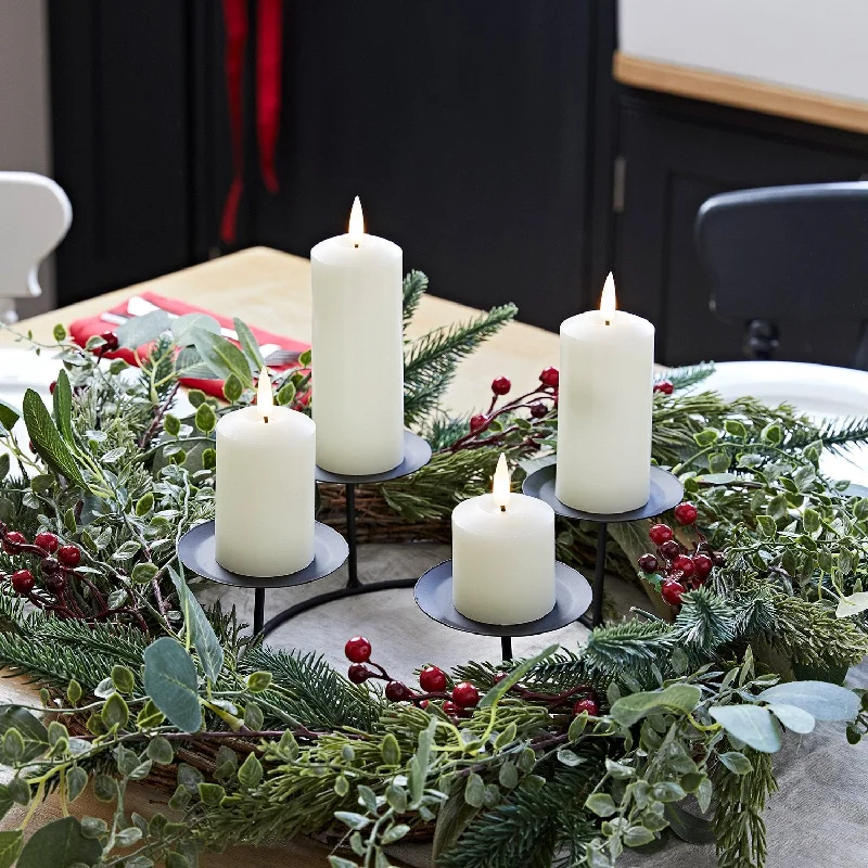 45cm Pine Advent Wreath & Slim Ivory  TruGlow® Candle Table Decoration