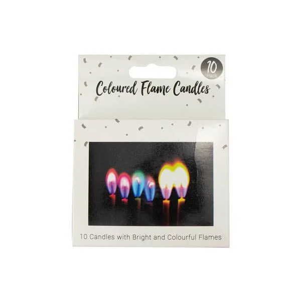 Pop Party Coloured Flame Candles 10 Pack