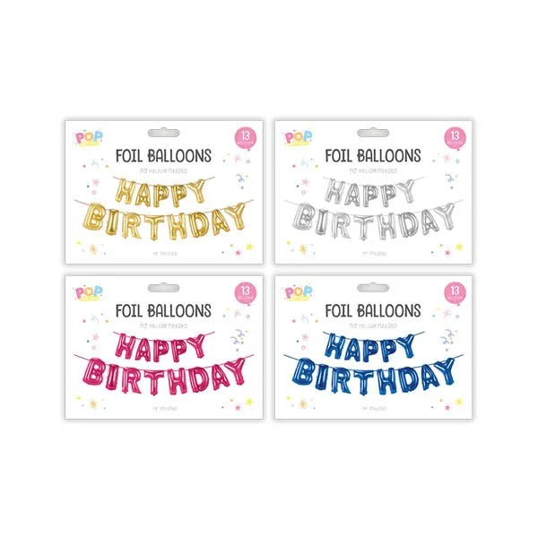 Pop Party Happy Birthday Foil Balloons