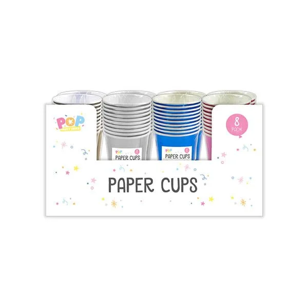 Pop Party Metallic Paper Cups 8 Pack