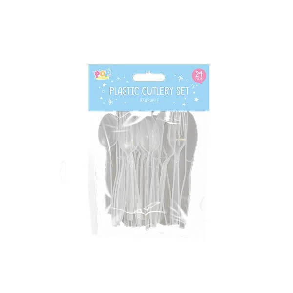 Pop Party Plastic Cutlery Set 24 Pack