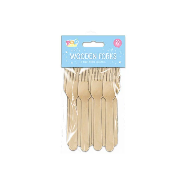 Pop Party Wooden Forks 20 Pack