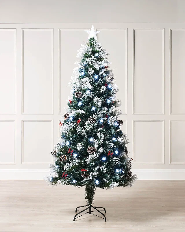 Pre-Lit Fibre Optic Frosted Christmas Tree with Tree Topper, 5 ft