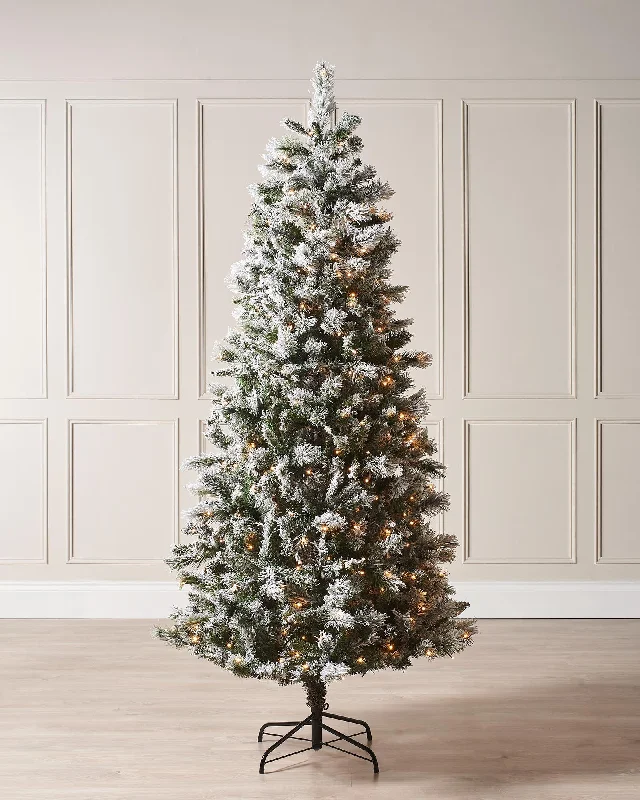 Pre-Lit Slim Snow Flocked Spruce Christmas Tree, 7 ft