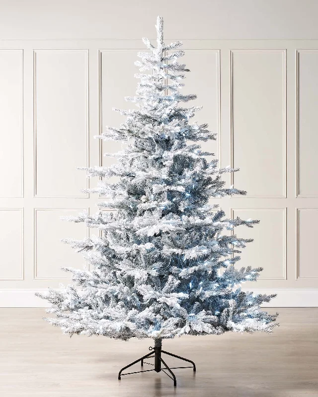 Pre-Lit Snow Flocked Spruce Christmas Tree, 7 ft