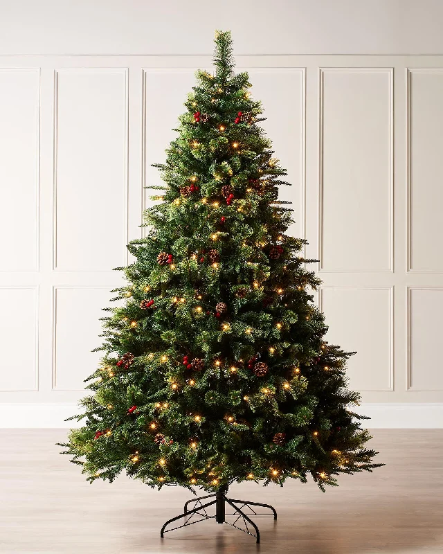 Pre-Lit Victorian Mixed Tip Berries & Pinecones Christmas Tree, 6 ft