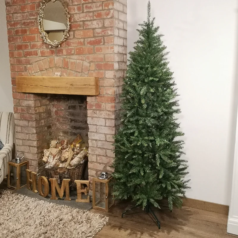 Premier 7ft Slim Festive California Green Christmas Tree PVC Hinged