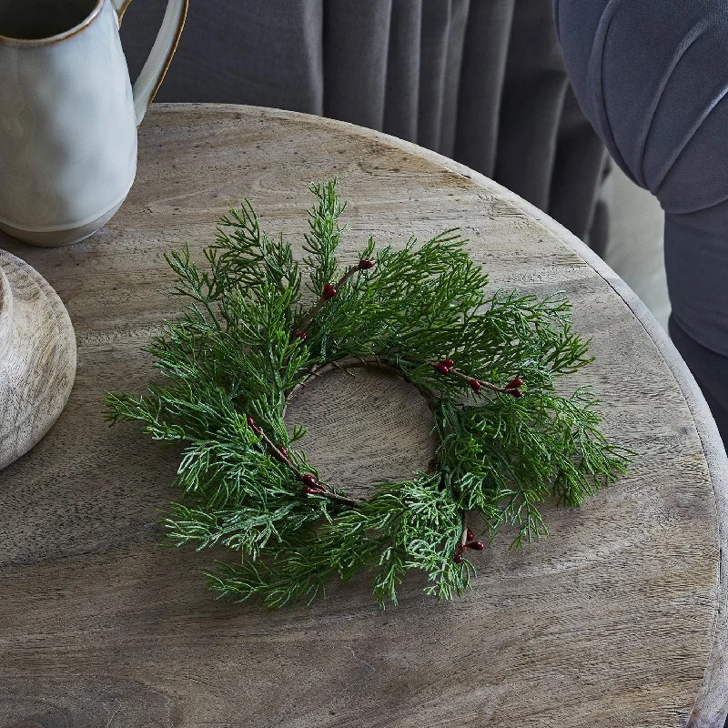 15cm Red Berry Wreath Candle Ring