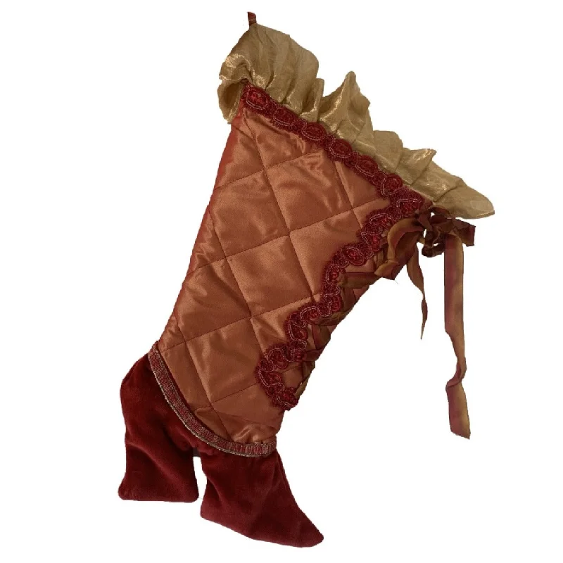 Red Silk Christmas Stocking with Red Velvet