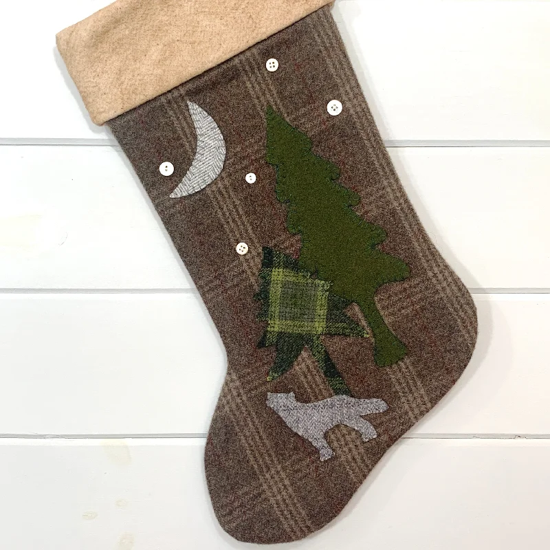 Rustic Wolf Christmas Stocking