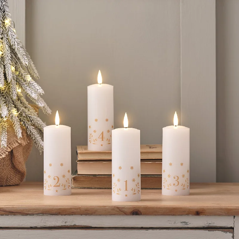 4 TruGlow® Advent Numbers LED Pillar Candles