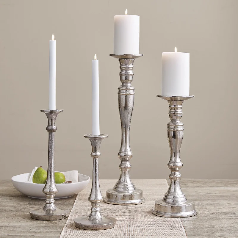 Silver Gena Pillar Holder - Short Park Designs