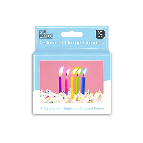 So Useful Coloured Flame Candles 10 Pk