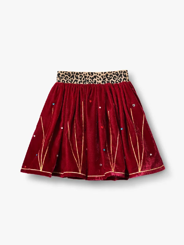 Stych Gold & Gem Red Velvet Skirt