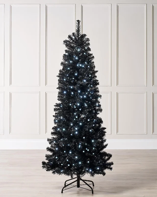 Pre-Lit Slim Black Christmas Tree, 6 ft