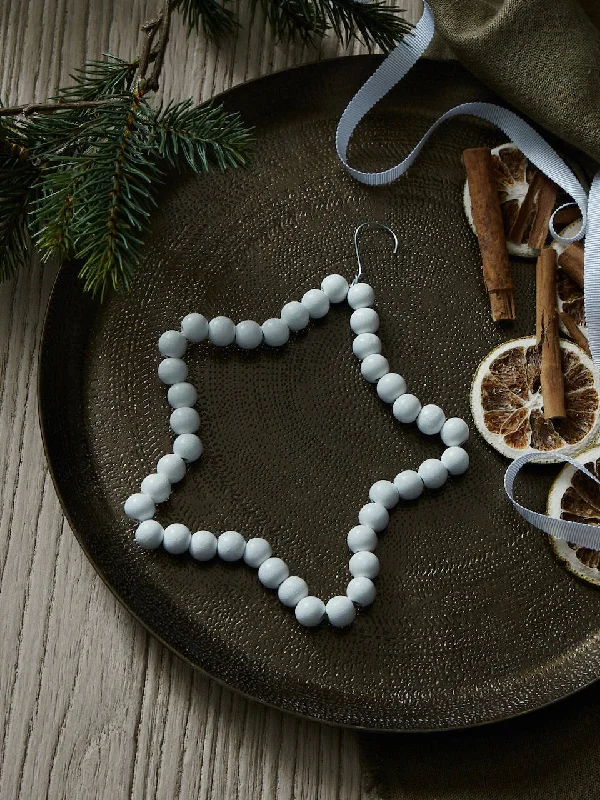 Set of 3 White Wooden Star Decorations