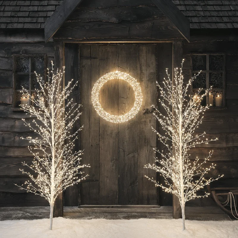 Winter White LED Tree & Wreath Light Porch Bundle