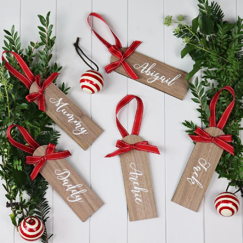 Personalised Wooden Christmas Stocking Name Tag