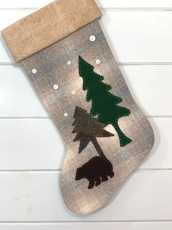 Woodland Bear Christmas Stocking