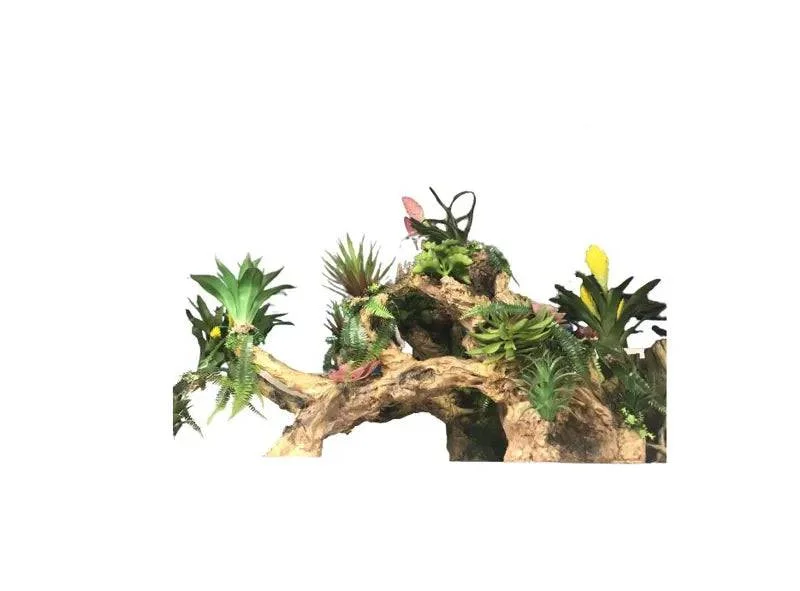 XXL Wood with Plants Resin Ornament 68cm