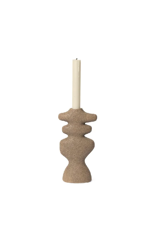 Yara Candle Holder - Large | Dark Sand | Stoneware | by ferm Living