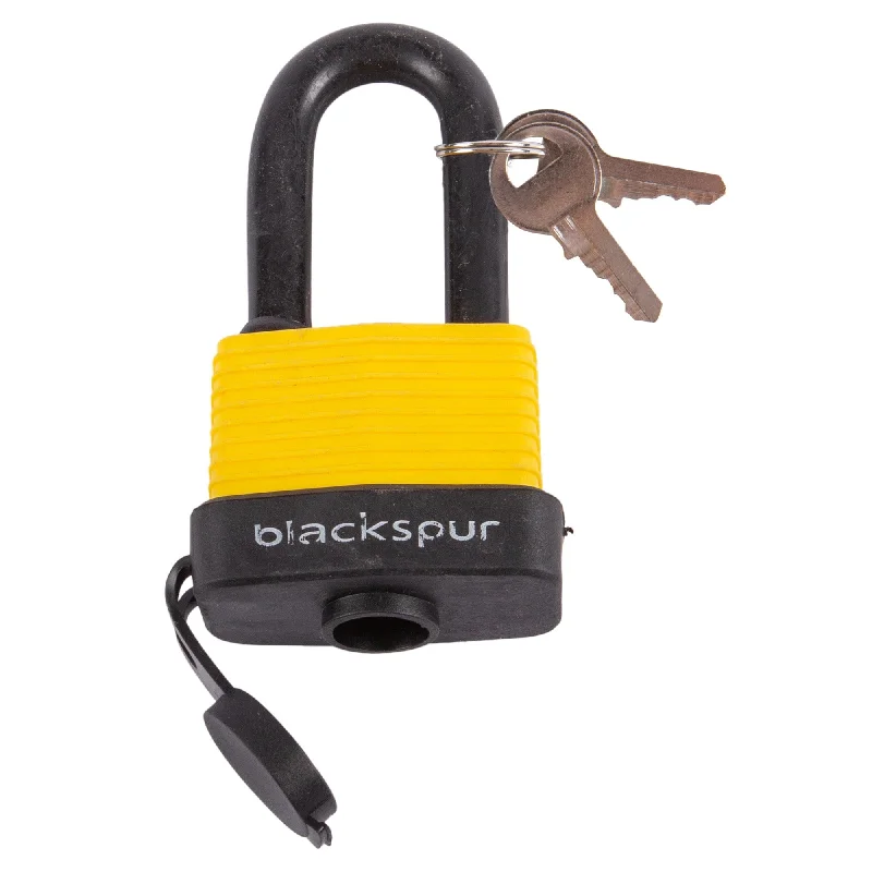 Yellow 5cm Long Shackle Laminated Steel Weatherproof Padlock - By Blackspur